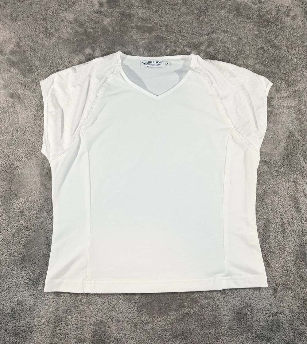 Wimbledon Vintage The All England Lawn Tennis & Croquet Club White V-Neck Top